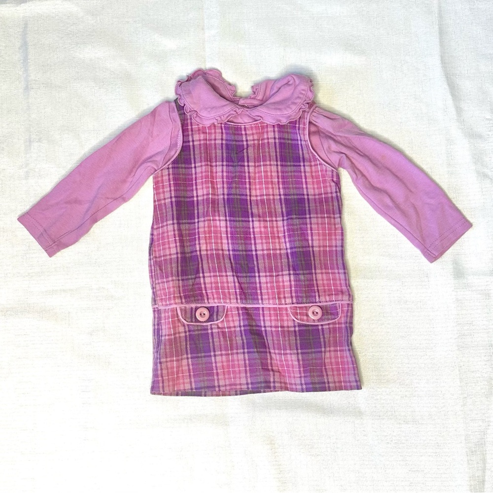 Brooks Fitch Plaid Pink Kids Dress with Long Sleeves